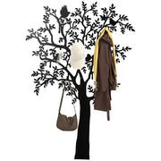Appendiabiti a Parete ¨C zephmum ¨C Design Albero con Uccelli, Nero