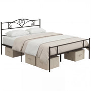 Letto Matrimoniale in Metallo con Rete a Doghe ¨C Xylo ¨C Acciaio Nero 160x200cm