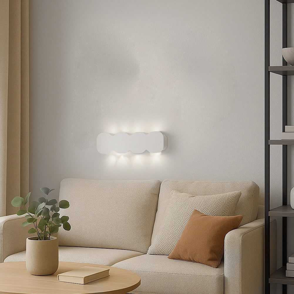 Applique da Muro 8 Led Lampada a Parete Bianco con Luce Bianco Freddo 21x8x3cm