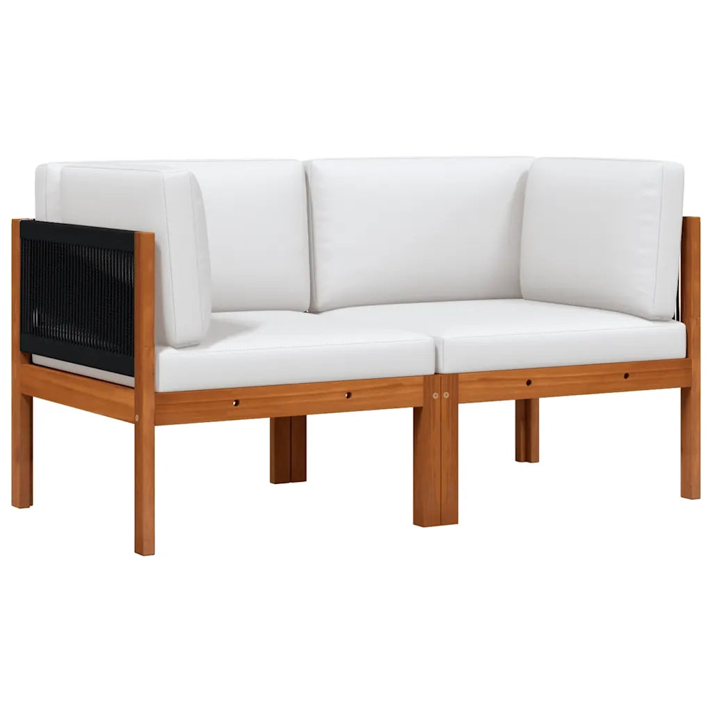 Divani Angolari da Giardino 2 pz con Cuscini in Legno di Acacia e Corda 312424