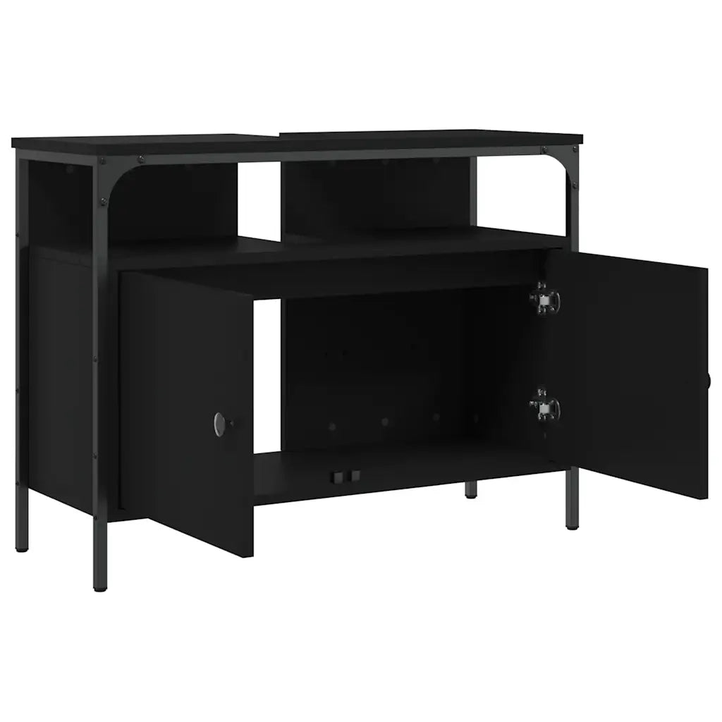 Mobile Lavabo | Armadio Lavabo Bagno Nero 80x30x60 cm in Legno Multistrato