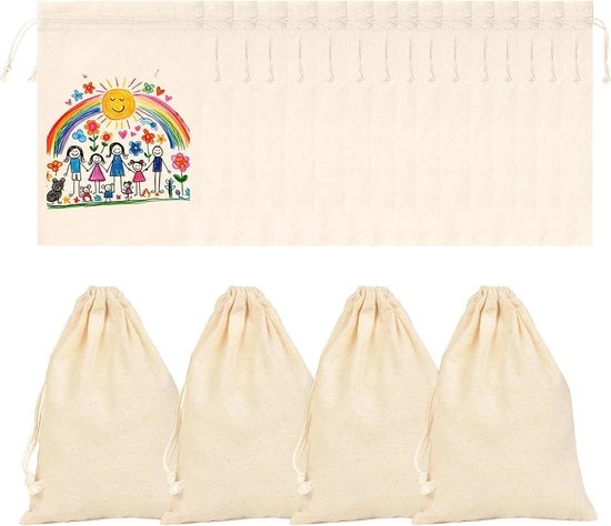 Zainetti di stoffa, sacchetti in cotone 15 x 20 cm per compleanni dei bambini, matrimoni e Pasqua