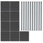 Pannelli Recinzione x9 + 10 Pali Alluminio LED Grigio Doghe PVC 185cm