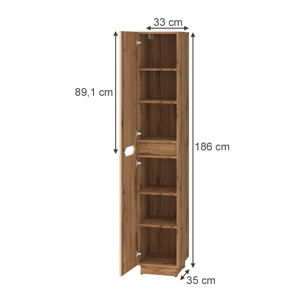 Vicco Armadio per il bagno Rovere/cashmere con struttura in piastrelle 33 x 186 cm con 2 porte