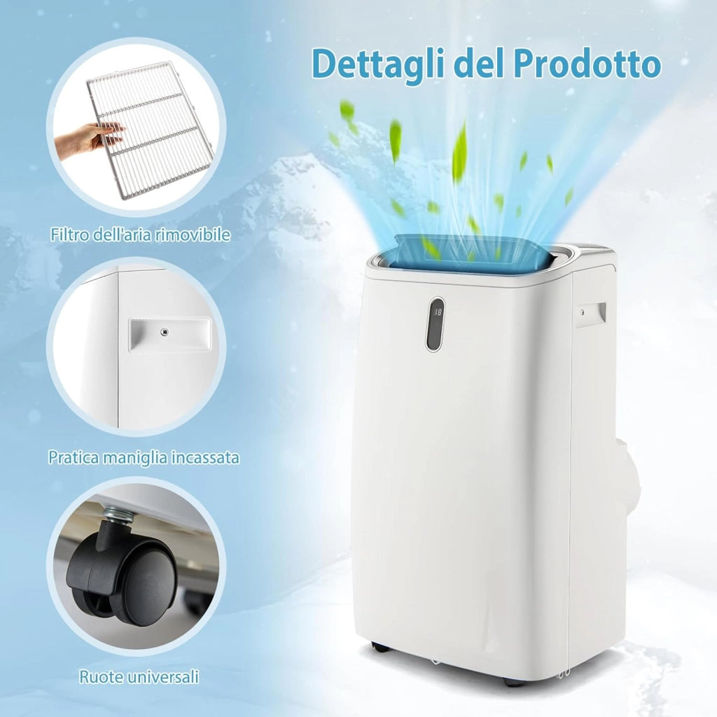 Condizionatore Portatile 16000 BTU, 4 in 1 Raffrescator & Riscaldamento & Deumidificazione & Ventilatore, con Tubo di Scarico, Telecomando/Applicazione, Timer 24H (16000BTU 4,7 kW)