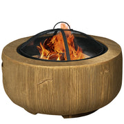 Braciere design ceppo albero con griglia scintille, griglia carbone e attizzatoie ¨C Xylo ¨C ?61,5x39cm