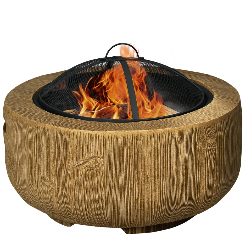 Braciere design ceppo albero con griglia scintille, griglia carbone e attizzatoie ¨C Xylo ¨C ?61,5x39cm