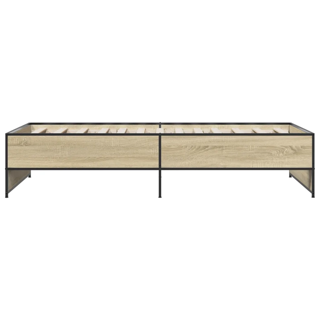 Giroletto-Struttura Letto Rovere Sonoma 75x190cm in Legno Multistrato e Metallo 541032