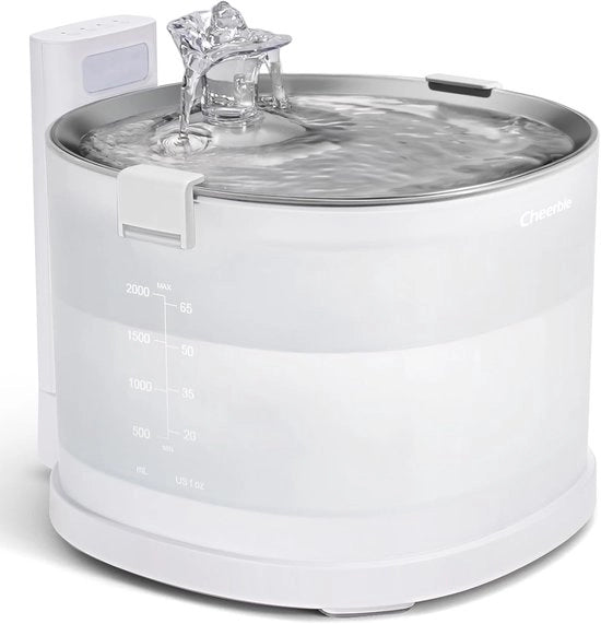Fonte di acqua per gatti senza fili 2L con tecnologia MagDrive – Fonte di acqua senza pompa, silenziosa e ultrapura per gatti con batteria 5000mAh, sensore di movimento, BPA libero | Fonte di acqua per gatti facile da pulire | Modello E1+