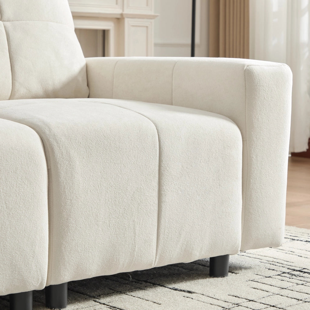 Divano letto 213x94x84 cm con schienale regolabile; 3 posti; in chenille beige bianco