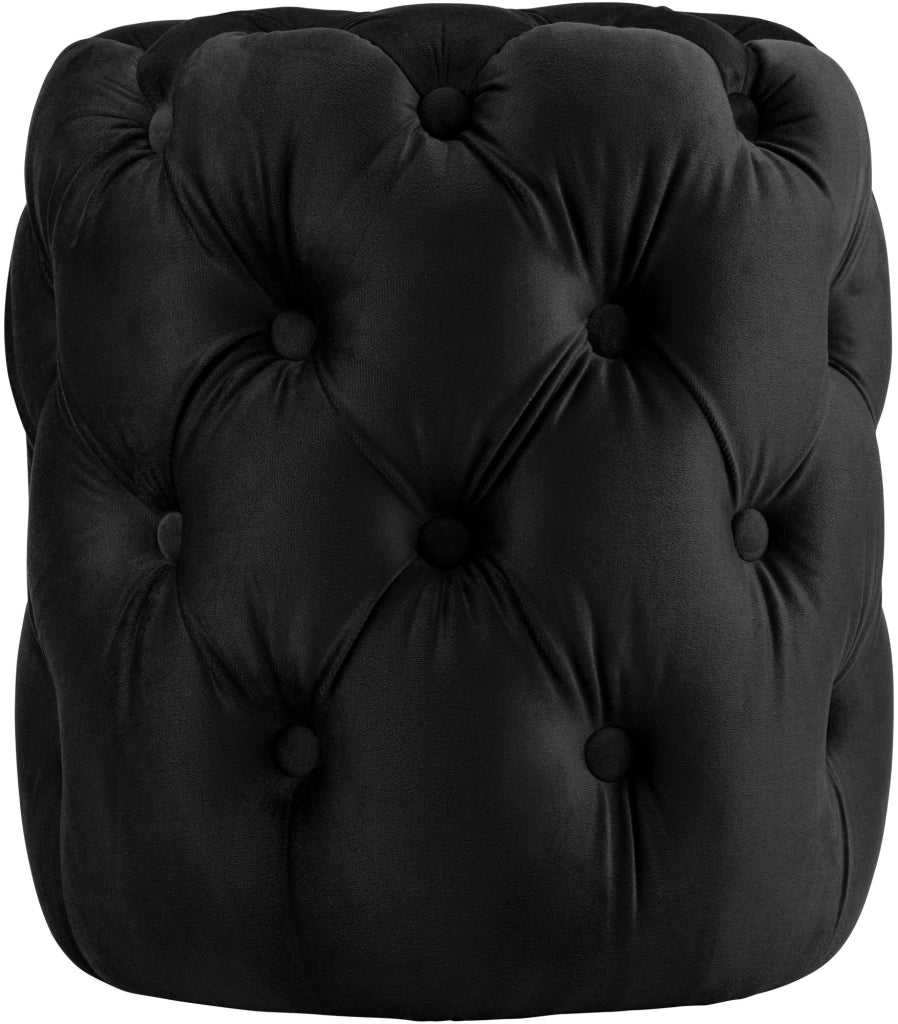Pouf Drancy in velluto trapuntato nero,M