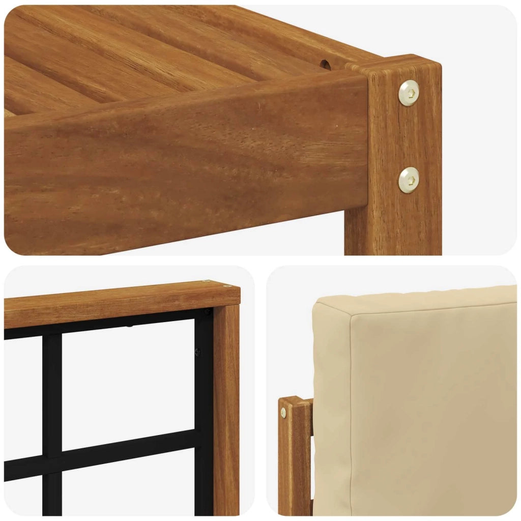 Set di divani da esterno con cuscino 5 pcs Naturale e Beige