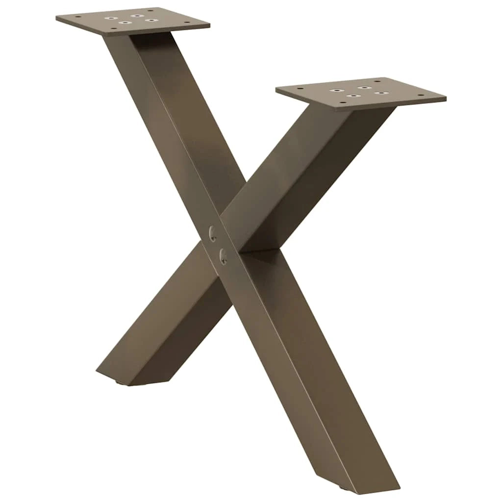 Set di 2 gambe regolabili per tavolino a forma di X 50 x 30 cm in acciaio naturale 02_0057154