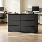 Credenza con 6 cassetti, per soggiorno e camera da letto, in legno ingegnerizzato, nero, 120 × 40 × 75 cm