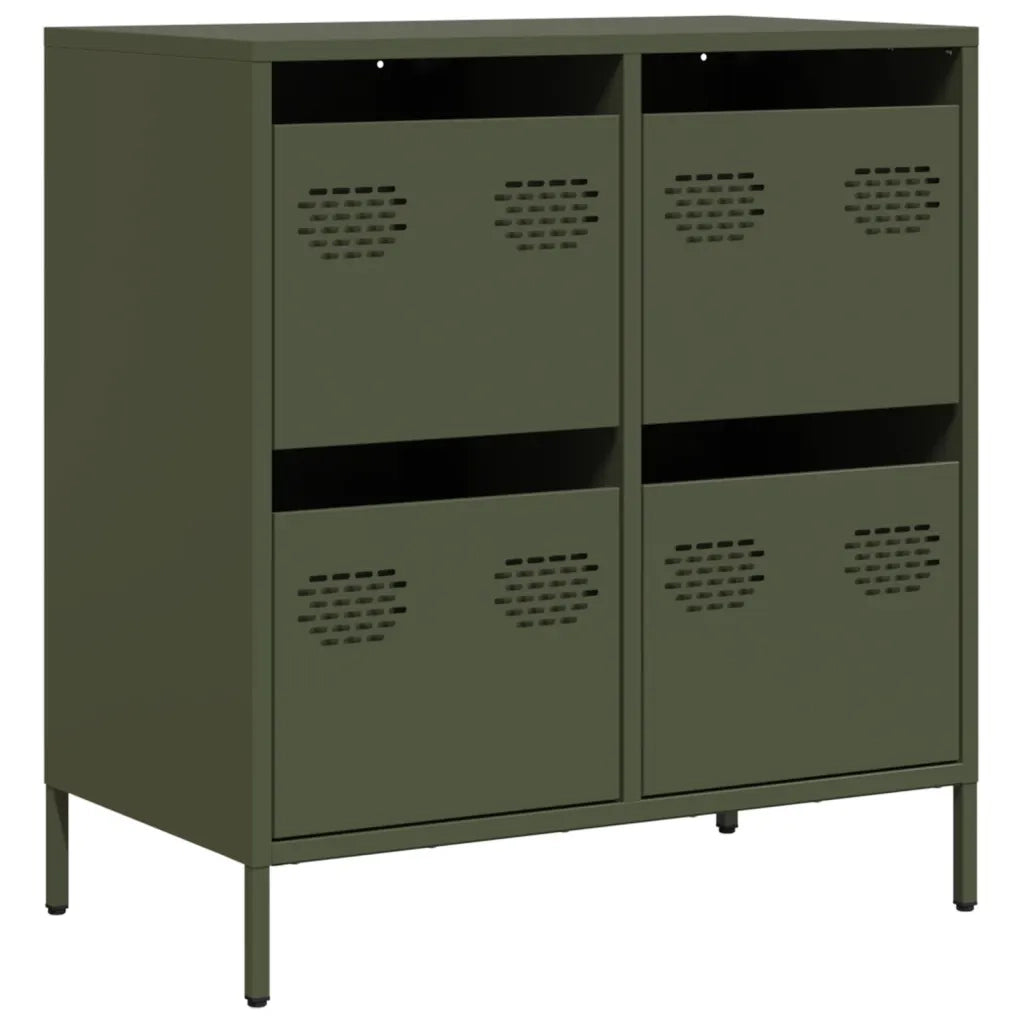 Credenza Verde Oliva 68x39x73,5 cm in Acciaio Laminato a Freddo