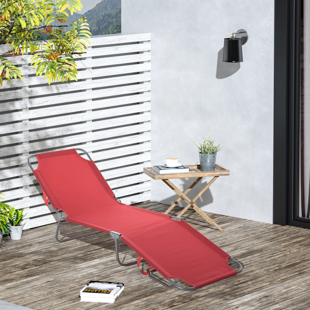 Lettino da giardino pieghevole ¨C zephmum ¨C 187x55x24, rosso bordeaux, metallo