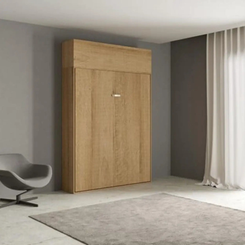 Letto matrimoniale a scomparsa 160 Kentaro con pensile quercia natura