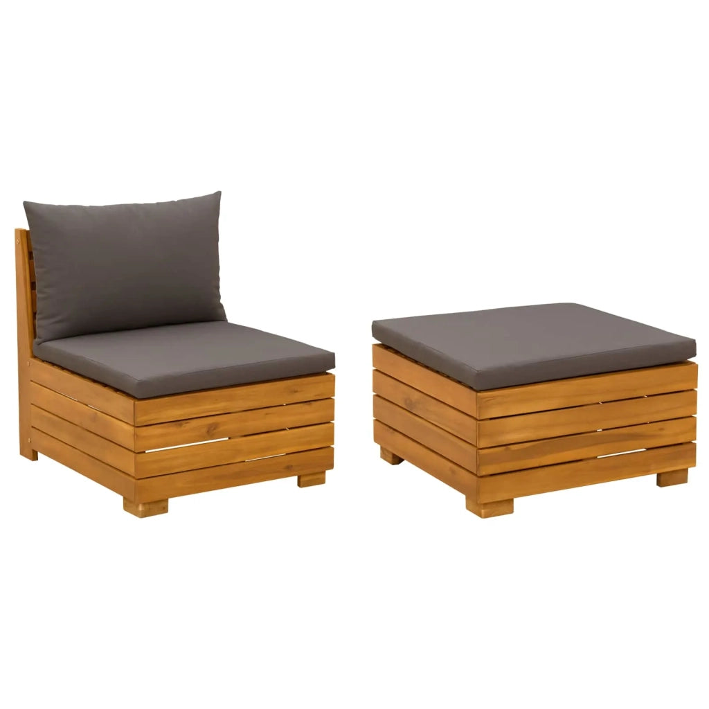 Salotto da Giardino-Set Lounge da Giardino 2 Pezzo Marrone Legno di Acacia Massello 740362