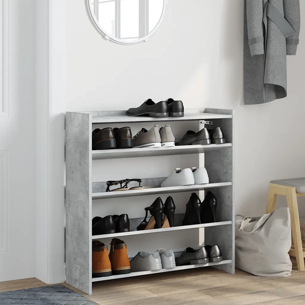 Scarpiera Grigio Cemento 80x25x81 cm in Legno Multistrato