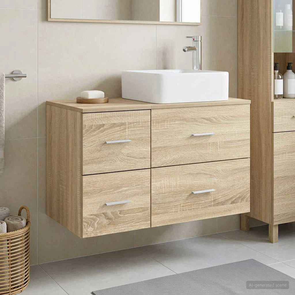 Set di mobili per il bagno 2 pz Rovere Sonoma 3403962