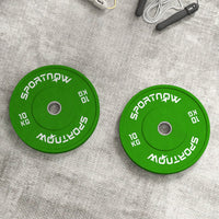 Set 2 Dischi Pesi da 10kg in Gomma con Foro da 2"/5 cm per Manubri e Bilancieri Verde