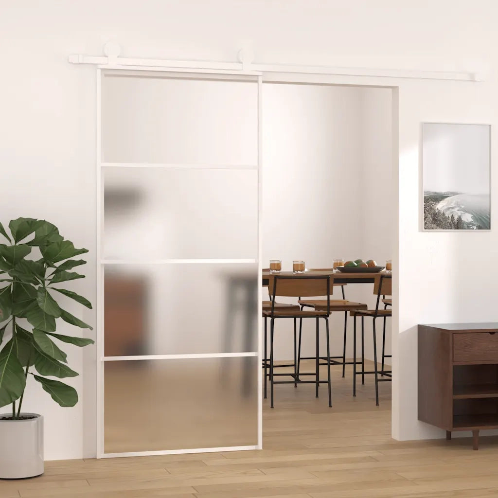 Porta Scorrevole in Vetro ESG e Alluminio 90x205 cm Biancacod mxl 71068