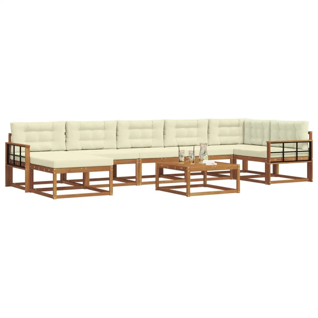 Set di divani da esterno con cuscino 8 pcs Naturale e Crema