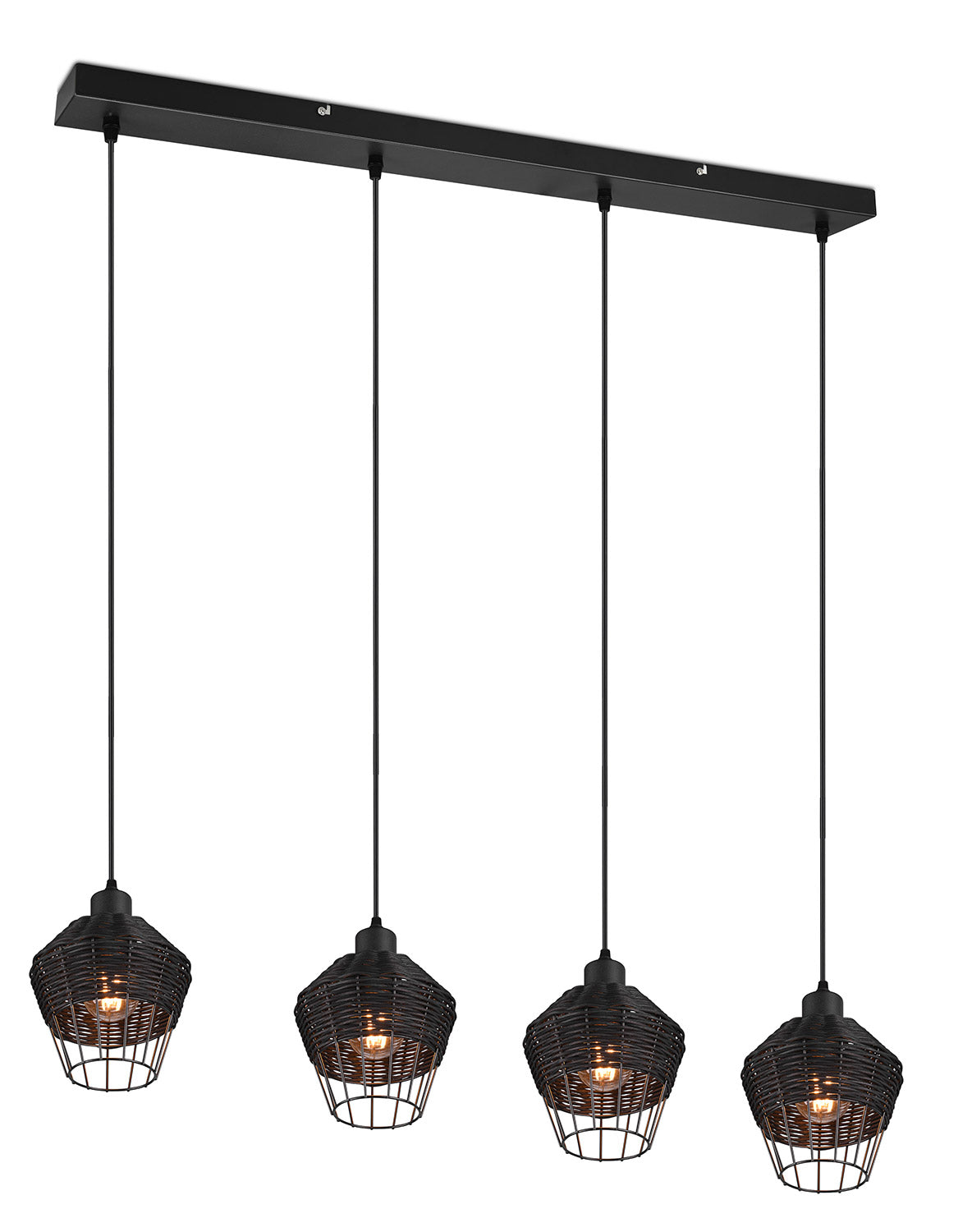 Lampada a Sospensione da Interno Attacco E27 in Tessuto Nero