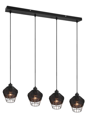 Lampada a Sospensione da Interno Attacco E27 in Tessuto Nero