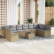Set Divano da Giardino con archiviazione 11 pcs Nero polyrattan 3354219