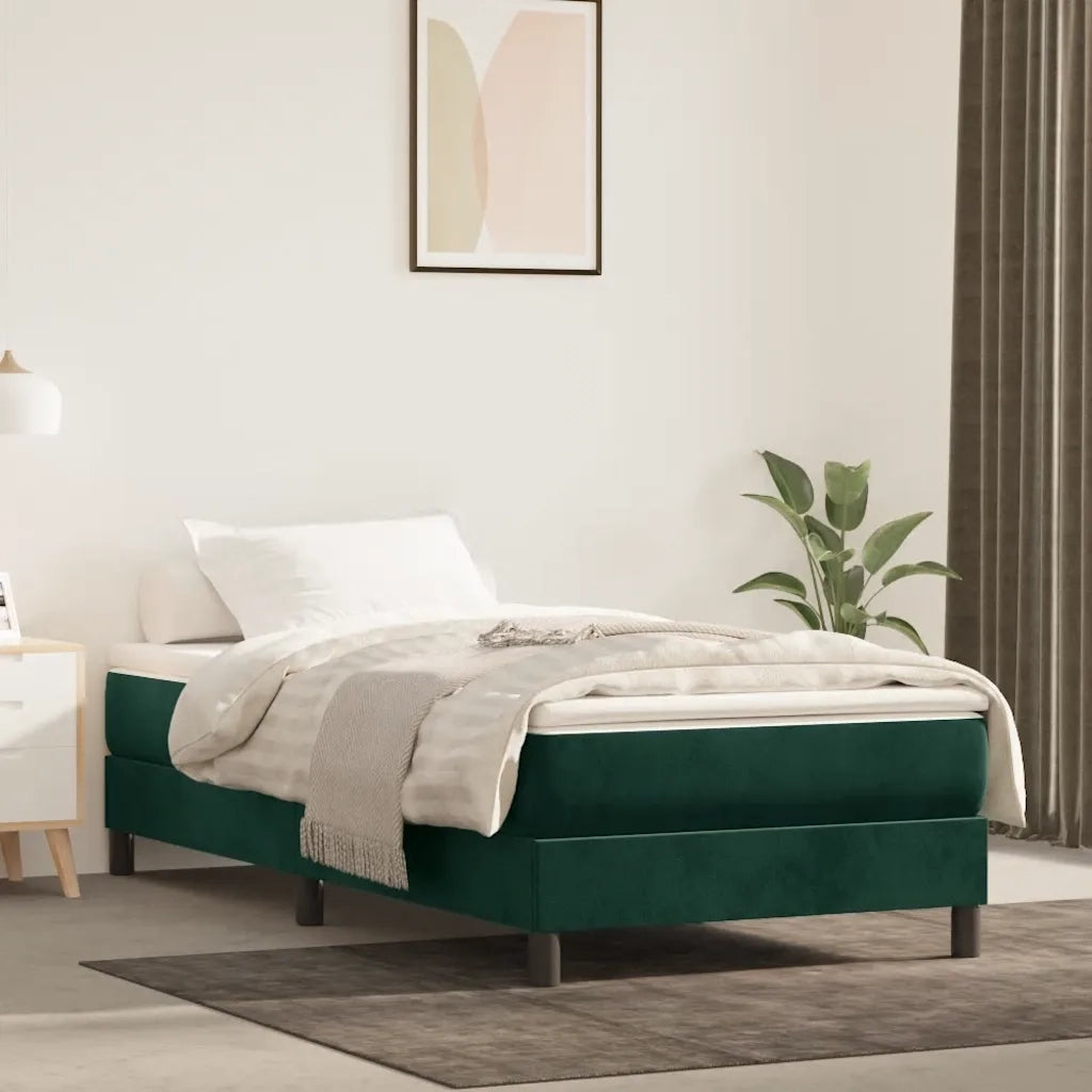 Giroletto a Molle con Materasso-Struttura Letto Verde Scuro 90x190 cm Velluto 872193