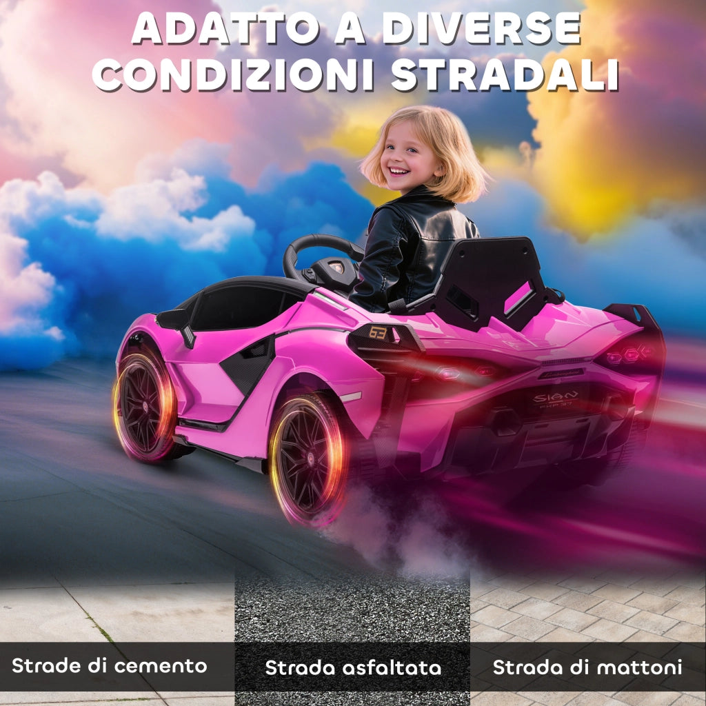 Macchina Elettrica per Bambini Lamborghini 12V ¨C zephmum ¨C Rosa con Telecomando