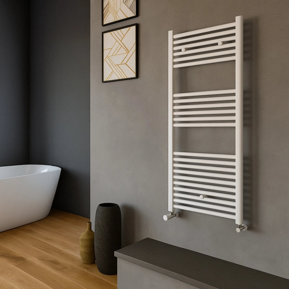Termoarredo bianco per bagno in acciaio calorifero termosifone scaldasalviette *** misure h1200xl450xi400 23 tubi, pe...