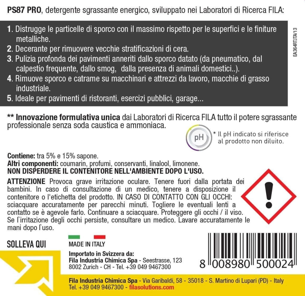 Fila Ps87 Pro Lt.1 Detergente Decerante Sgrassante