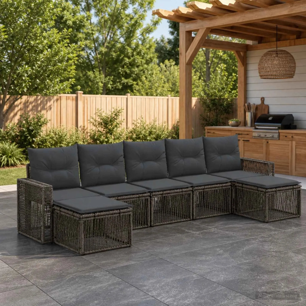 Set Divano da Giardino 7 pz Grigio e Grigio Scuro polyrattan 3435209