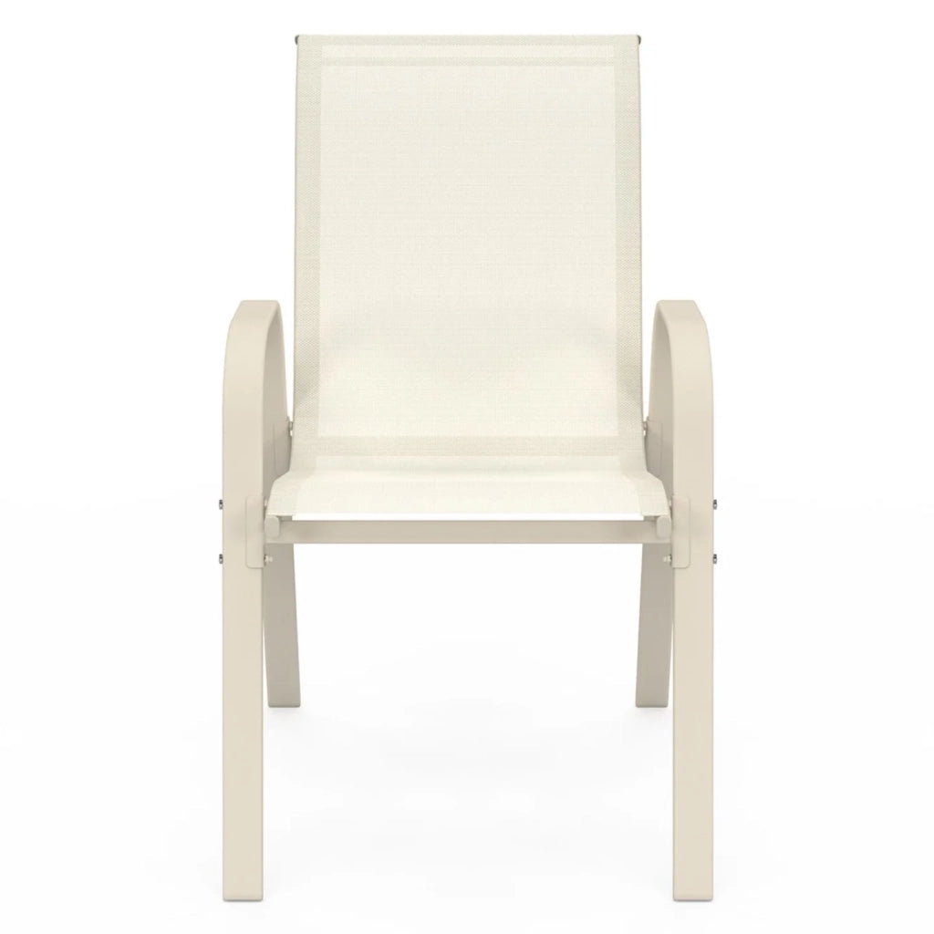 IDMarket - Set di 6 sedie da giardino impilabili in metallo e textilene LYMA beige