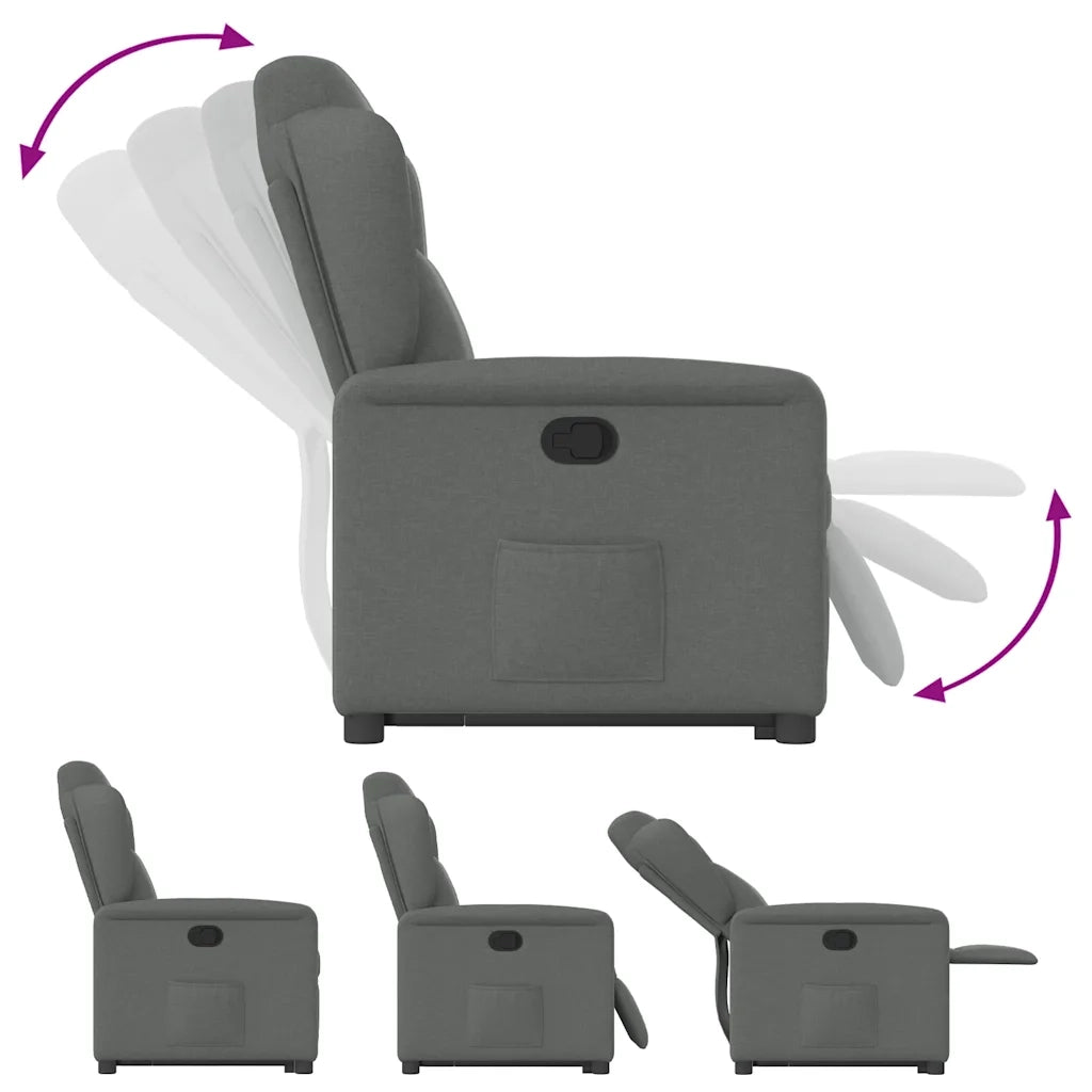 Poltrona Alzapersona Reclinabile Grigio Scuro in Tessuto 3303135