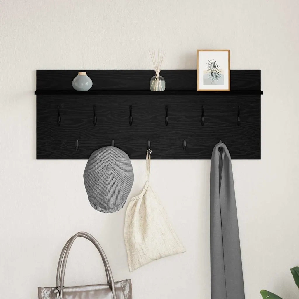 Appendiabiti a muro A parete Rovere Nero 100 x 40 x 12 cm 874444