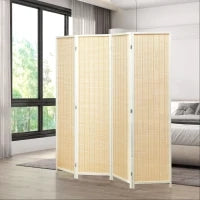 Paravento in Legno, Separatore di Ambienti Pieghevole da 4 Pannelli, 180 x 180 cm, Legno Naturale