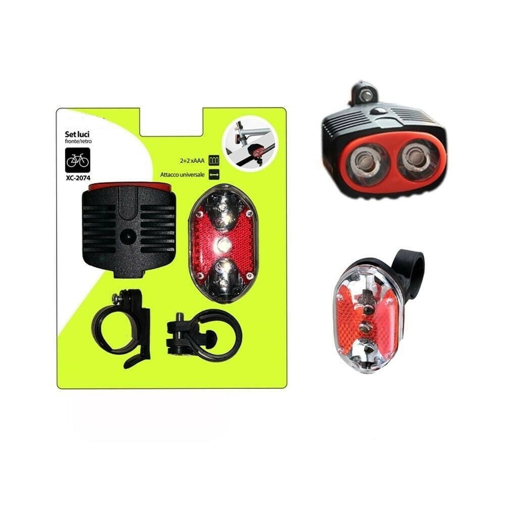 Trade Shop - Kit Luci Anteriore Posteriore Fronte Retro Universale Per Bici Bicicletta Xc2074 -