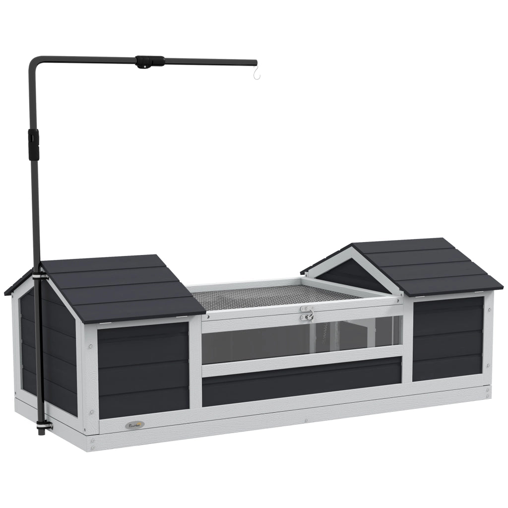 Recinto per tartarughe con 2 nicchie e supporto lampada regolabile in legno massello ¨C zephmum ¨C 120x56.5x43 cm grigio