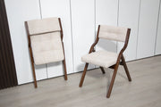 Sedia Pieghevole da Pranzo in Legno con Cuscino, Set da 2, Colore Crema