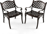 Set di 2 sedie da giardino, da bistrò, resistenti alle intemperie, in alluminio pressofuso, da giardino, da giardino, da terrazza, ergonomiche con schienali e braccioli, da giardino anticato,