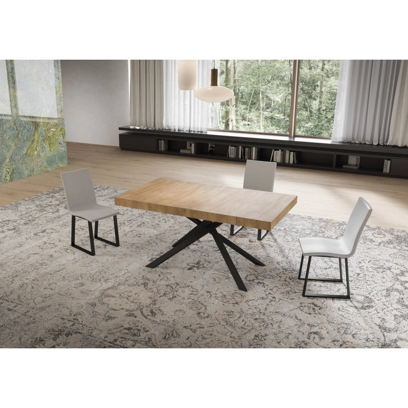 Tavolo allungabile 160/264x90 cm Niket telaio Antracite - Noce