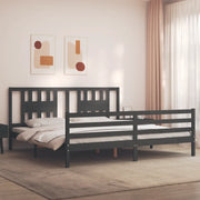 Giroletto con Testiera-Struttura Letto con testiera Grigio 200x200 cm in Legno Massello 534432