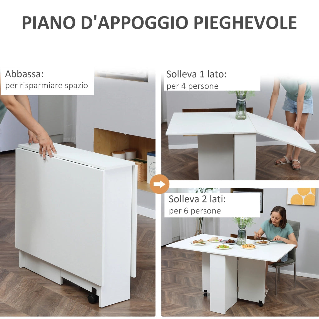 Tavolo da pranzo allungabile pieghevole ¨C zephmum ¨C bianco, 140x75x74cm