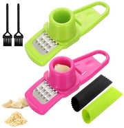 Set di Aglio di Qualità - 6 pezzi - Raspino di Aglio - Affettatore di Aglio - Schiacciatore di Aglio - Pennello di Pulizia - Set di Aglio in Acciaio Inossidabile di Alta Qualità
