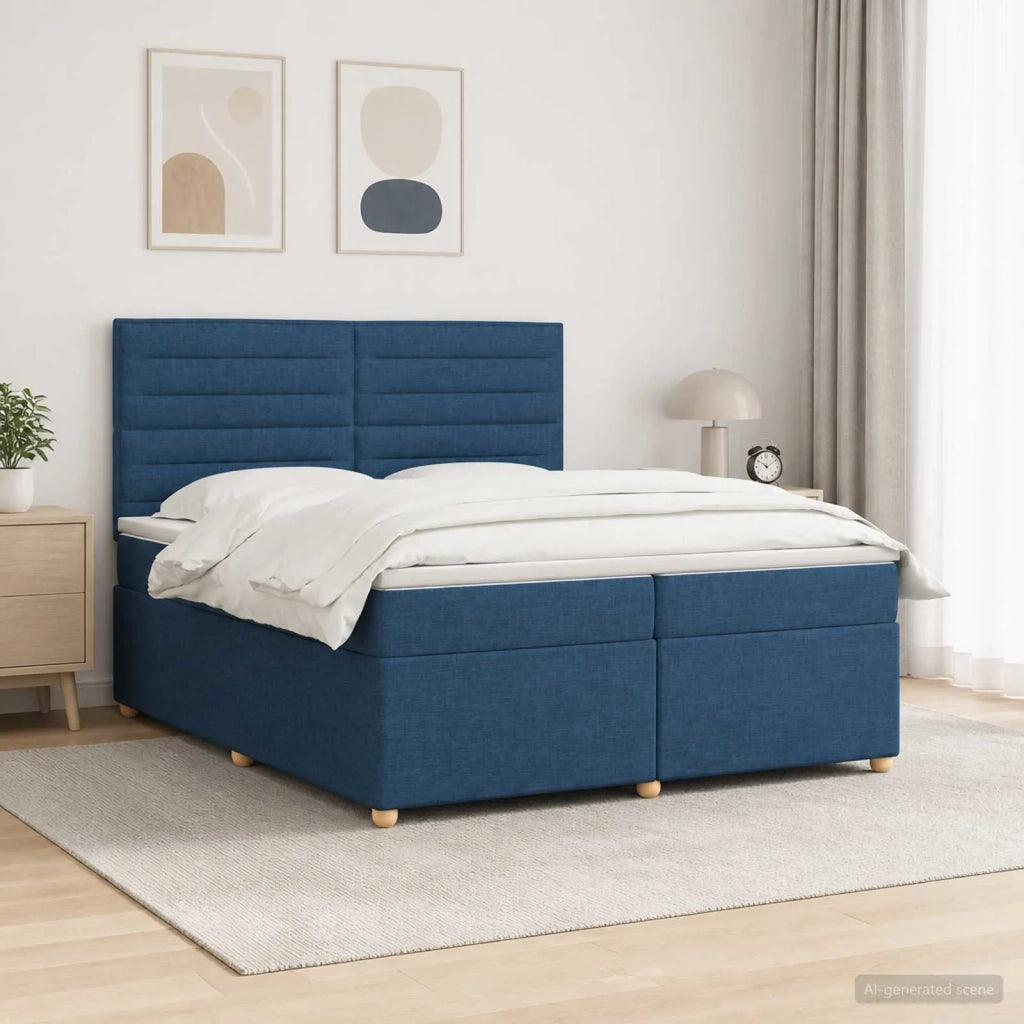 Letto box spring con materasso Blu 200 x 200 cm Tessuto 3455426