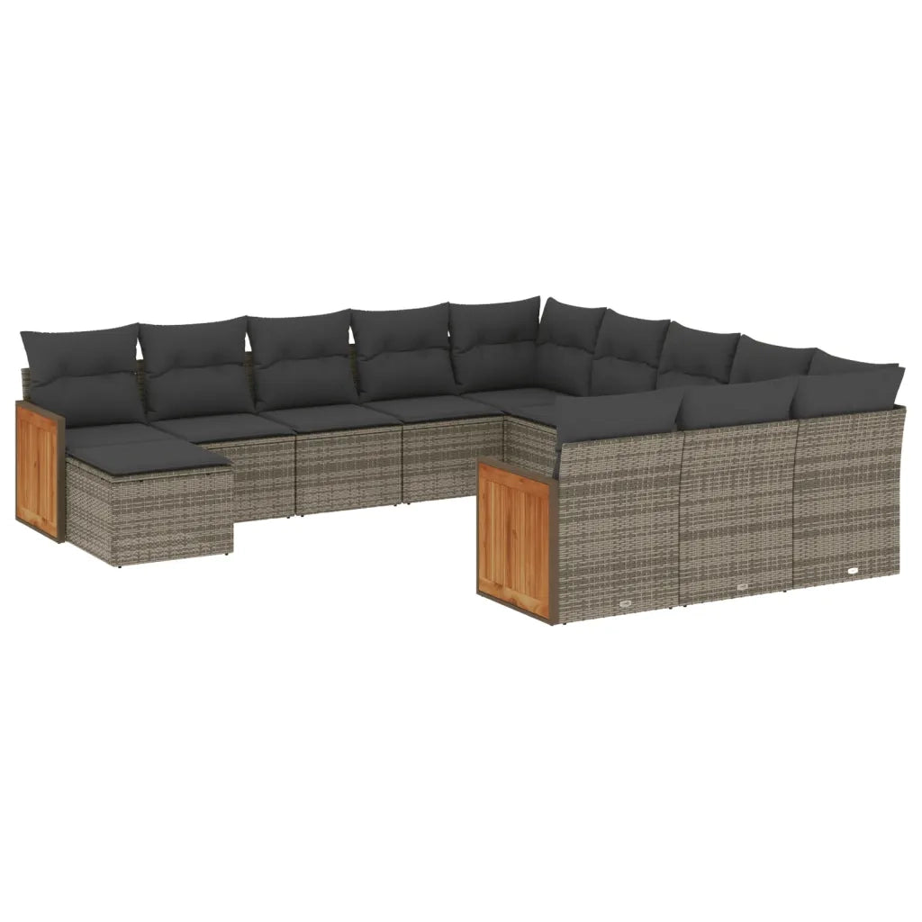 Set Divani da Giardino 12 pz con Cuscini Grigio in Polyrattan 3228265
