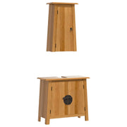 Set Mobili da Bagno | Armadio da bagno 2 pz in Legno Massello di Pino